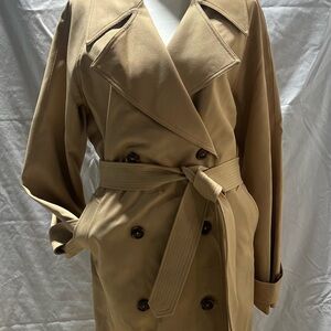 SCOTCH SODA MAISON SCOTCH Drapey Classic Sand Double-Breasted Trench Coat Medium